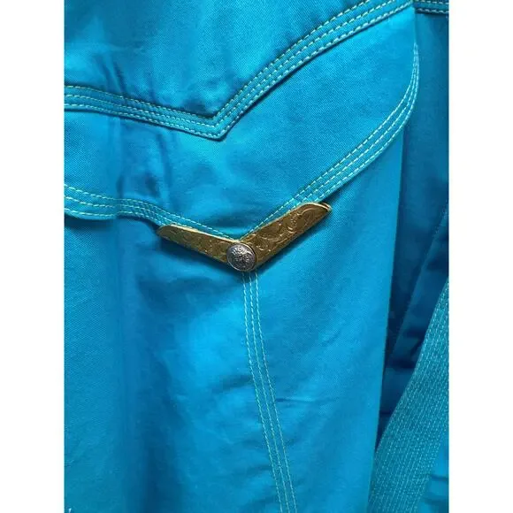 Gianni Versace Vintage Turquoise Cotton Western Shirt Size 50